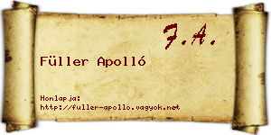 Füller Apolló névjegykártya